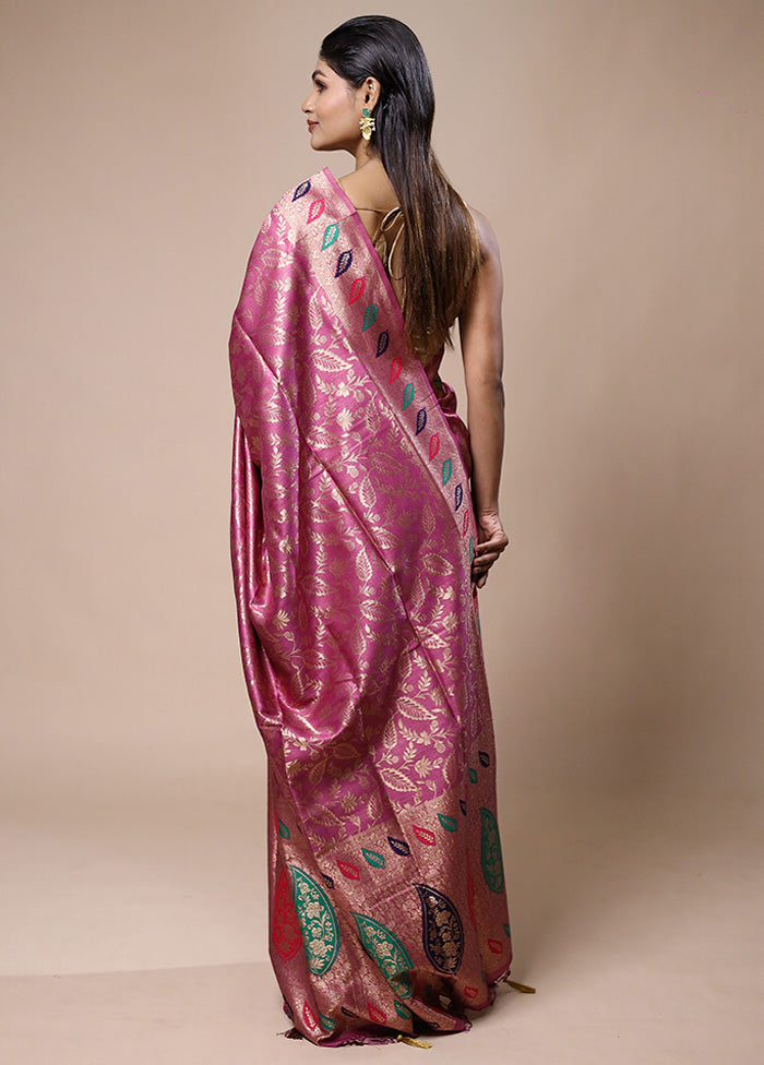 Purple Dupion Silk Saree With Blouse Piece