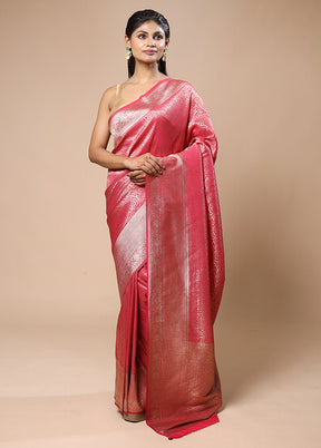 Pink Dupion Silk Saree With Blouse Piece