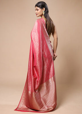 Pink Dupion Silk Saree With Blouse Piece