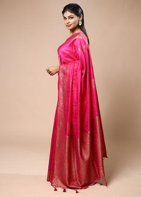 Pink Dupion Silk Saree With Blouse Piece