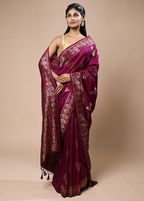 Purple Dupion Silk Saree With Blouse Piece