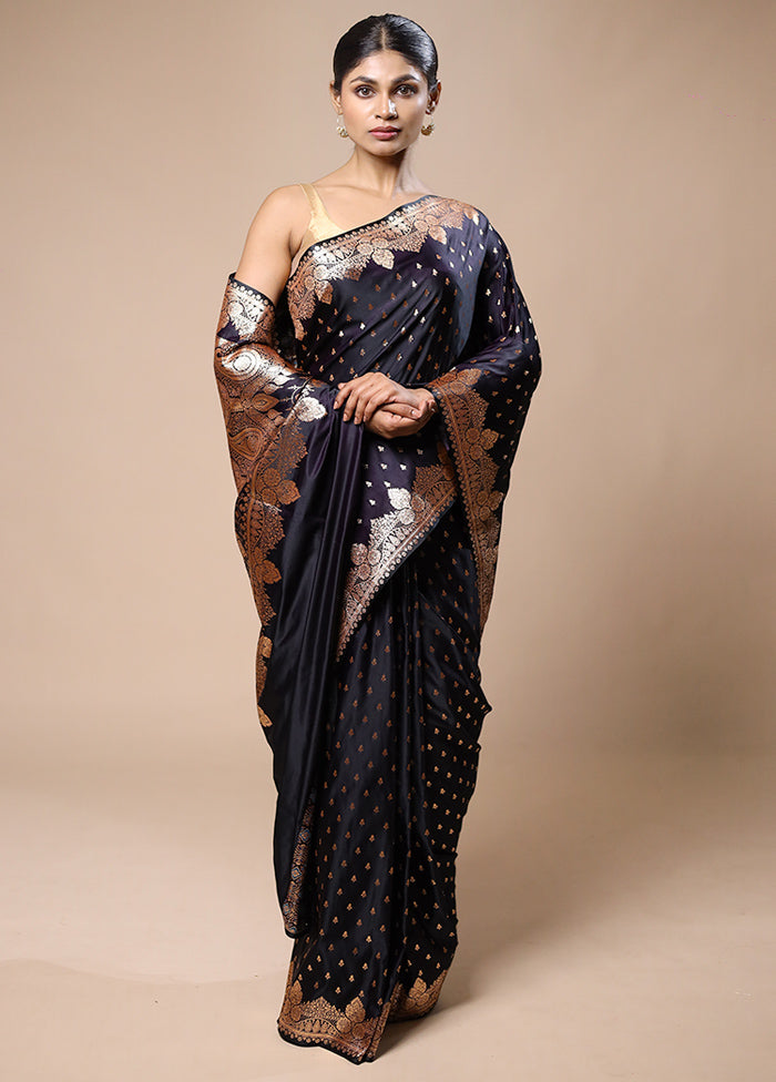 Wine Banarasi Silk Saree With Blouse Piece