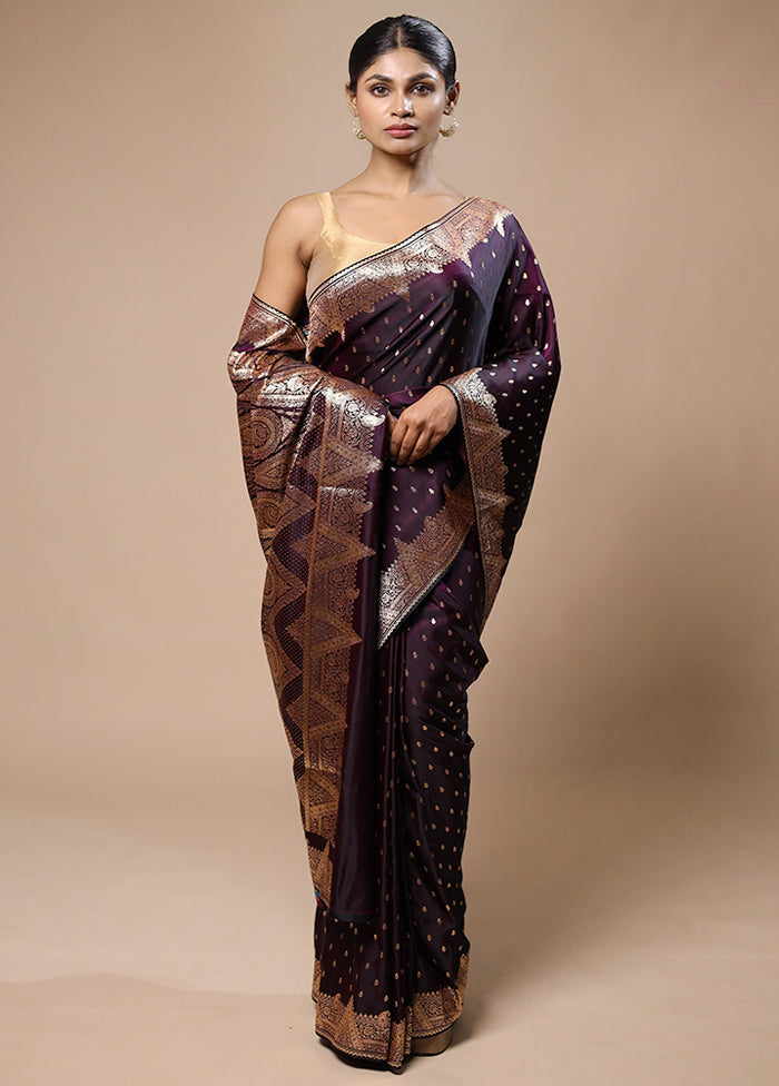 Purple Banarasi Silk Saree With Blouse Piece