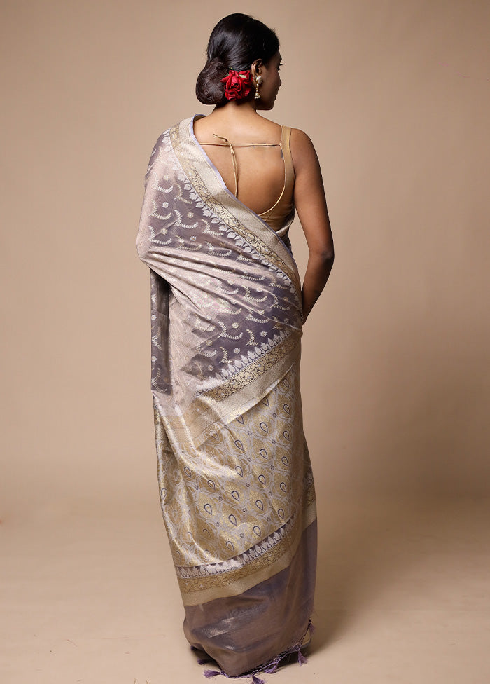 Blue Tissue Silk Saree With Blouse Piece