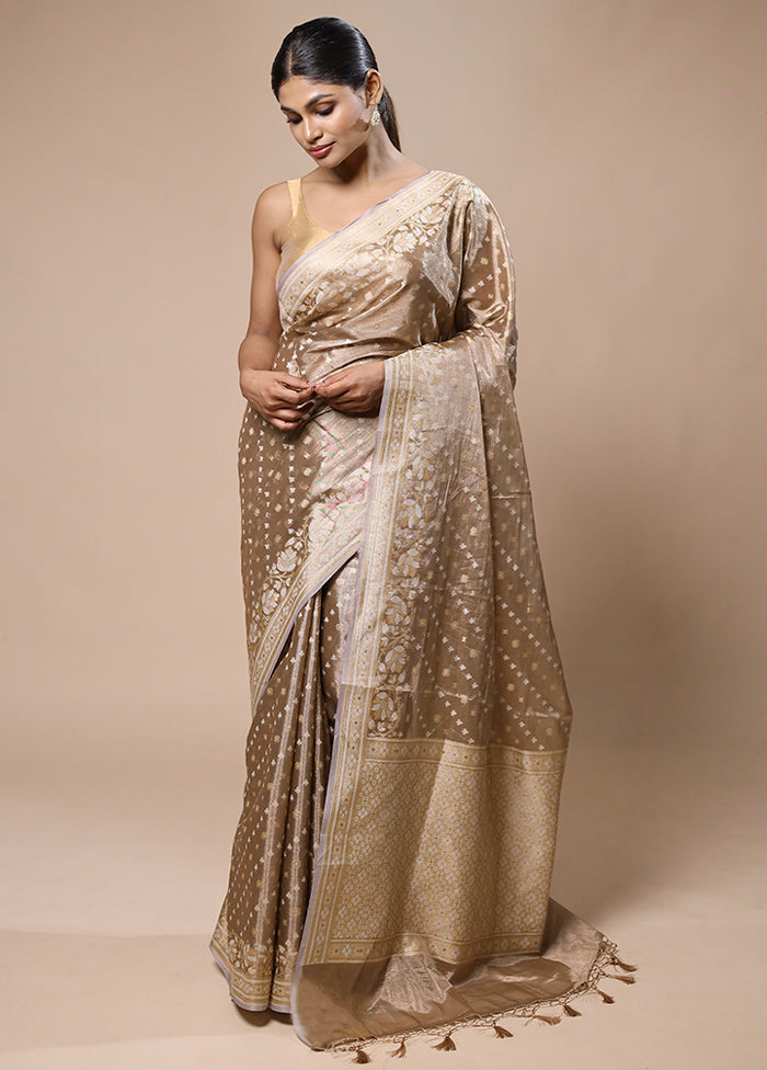 Cream Tissue Silk Saree With Blouse Piece