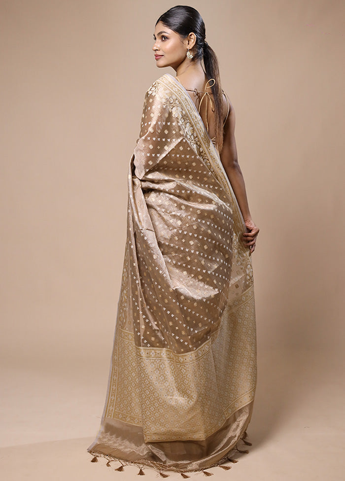 Cream Tissue Silk Saree With Blouse Piece