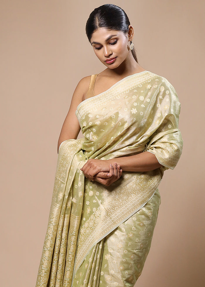 Green Tissue Silk Saree With Blouse Piece