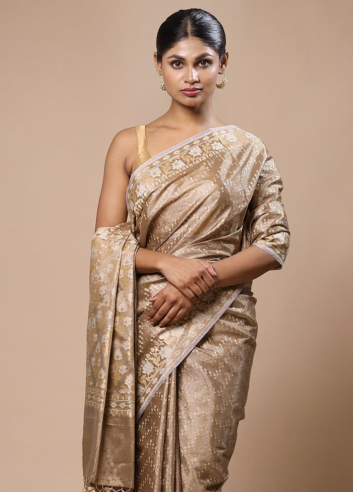 Cream Tissue Silk Saree With Blouse Piece