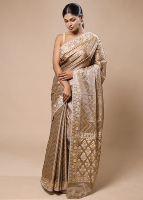 Cream Tissue Silk Saree With Blouse Piece