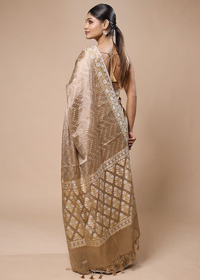 Cream Tissue Silk Saree With Blouse Piece