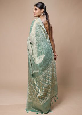 Green Tissue Silk Saree With Blouse Piece