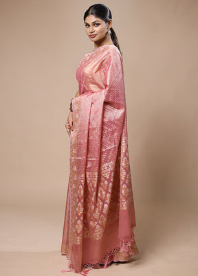 Pink Tissue Silk Saree With Blouse Piece