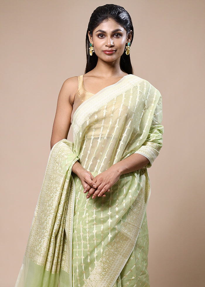 Green Kora Silk Saree With Blouse Piece