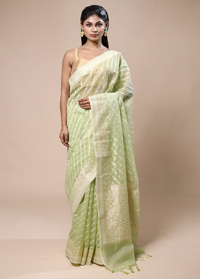 Green Kora Silk Saree With Blouse Piece