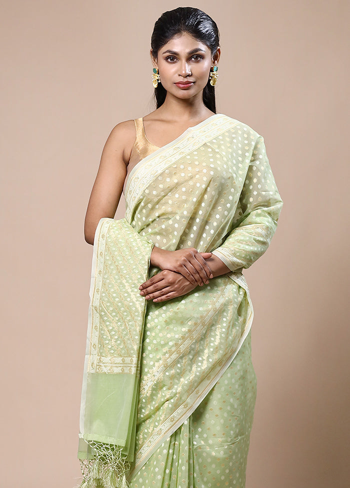 Green Kora Silk Saree With Blouse Piece