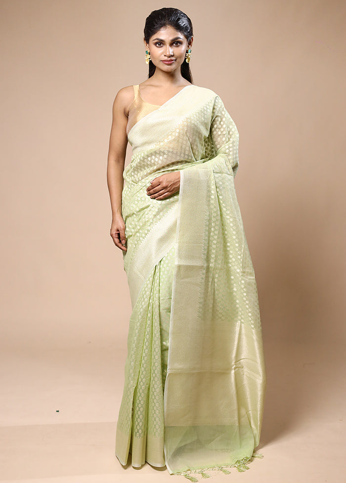 Green Kora Silk Saree With Blouse Piece