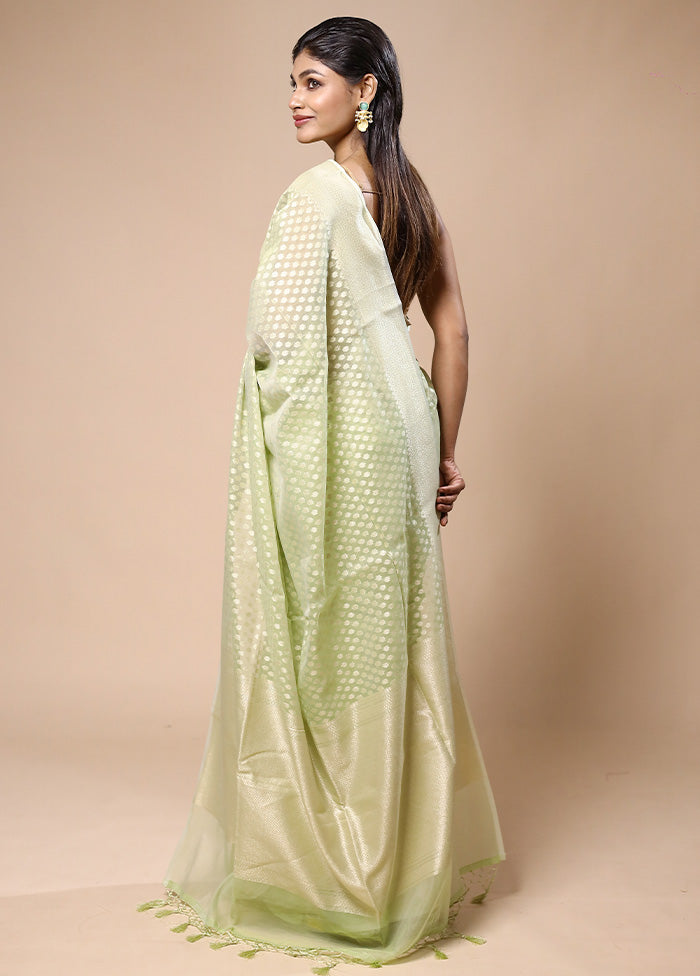 Green Kora Silk Saree With Blouse Piece