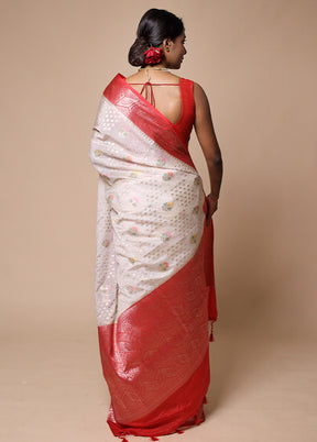 White Georgette Saree With Blouse Piece