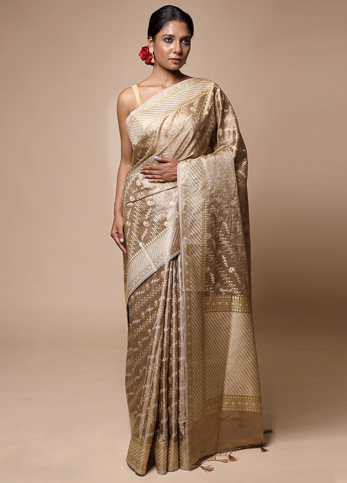 Cream Tissue Silk Saree With Blouse Piece