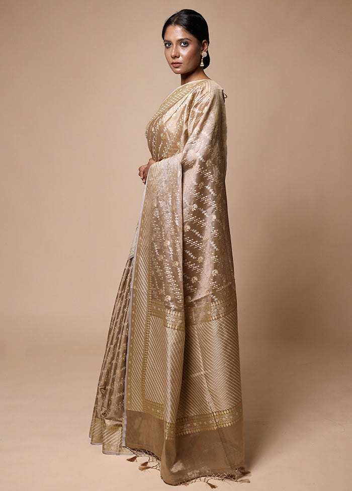 Cream Tissue Silk Saree With Blouse Piece