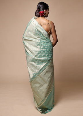 Green Tissue Silk Saree With Blouse Piece