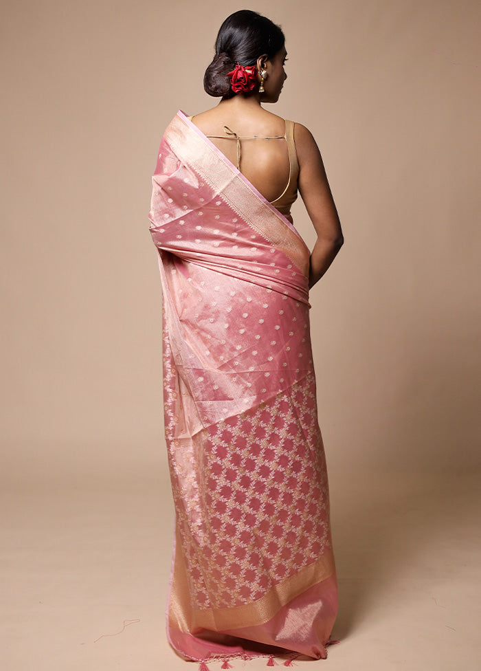 Pink Tissue Silk Saree With Blouse Piece