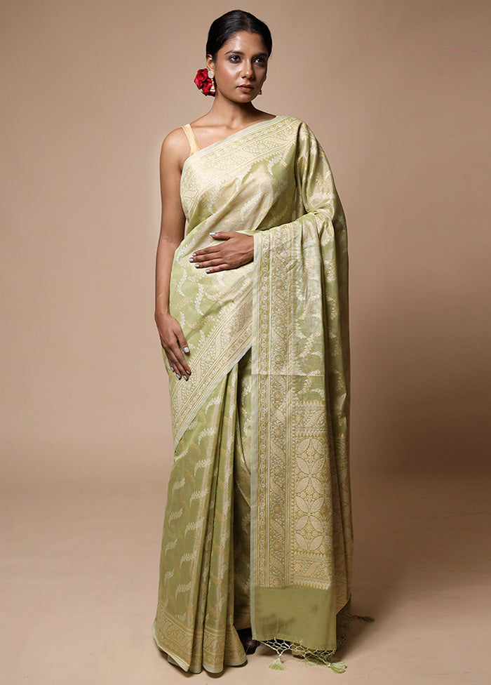 Green Tissue Silk Saree With Blouse Piece