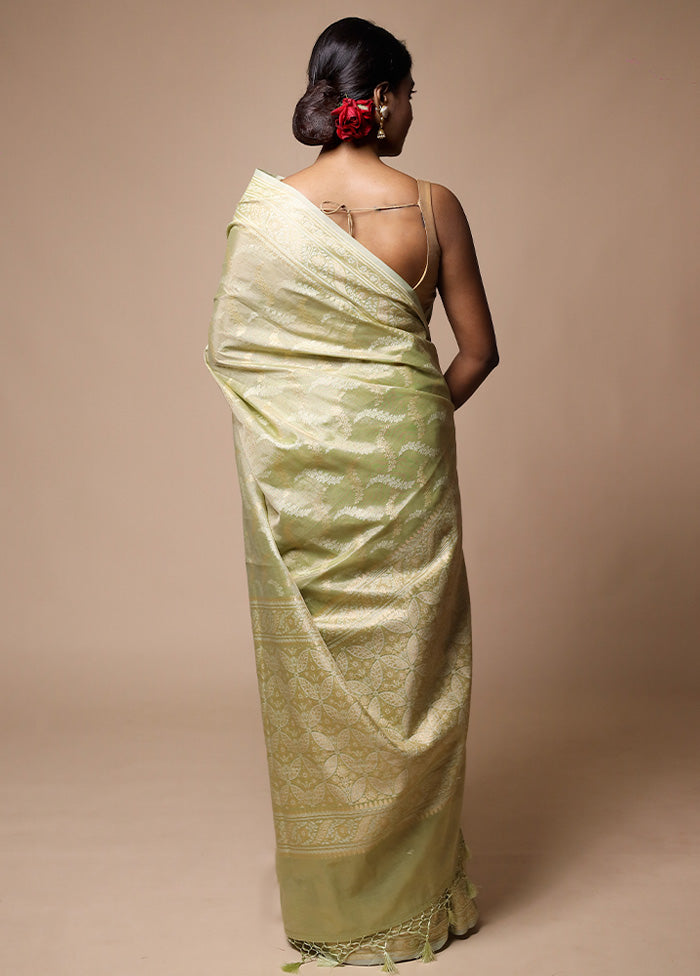 Green Tissue Silk Saree With Blouse Piece