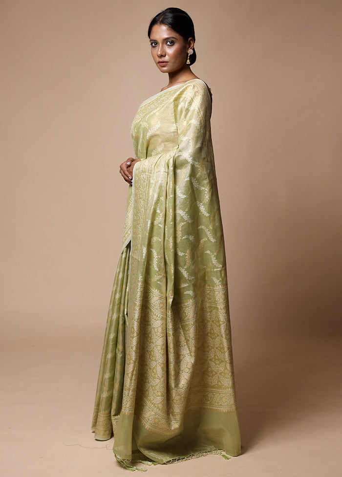 Green Tissue Silk Saree With Blouse Piece