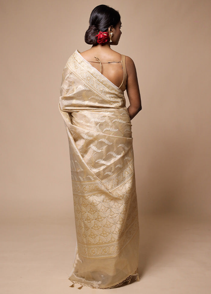 Cream Tissue Silk Saree With Blouse Piece