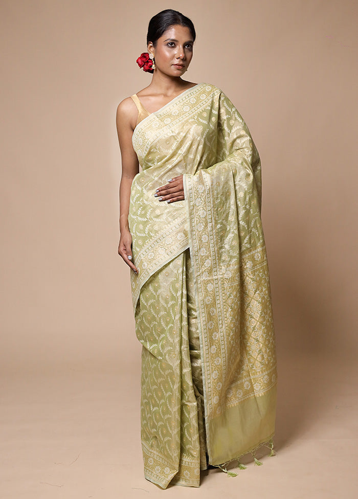 Green Tissue Silk Saree With Blouse Piece