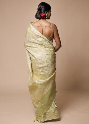 Green Tissue Silk Saree With Blouse Piece