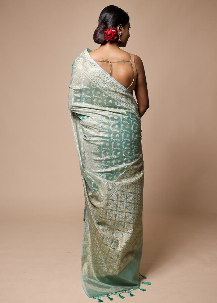 Green Tissue Silk Saree With Blouse Piece