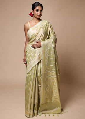 Green Tissue Silk Saree With Blouse Piece