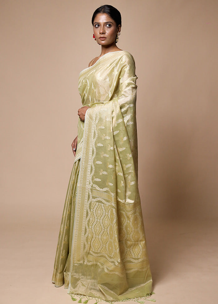 Green Tissue Silk Saree With Blouse Piece