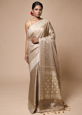 Cream Tissue Silk Saree With Blouse Piece