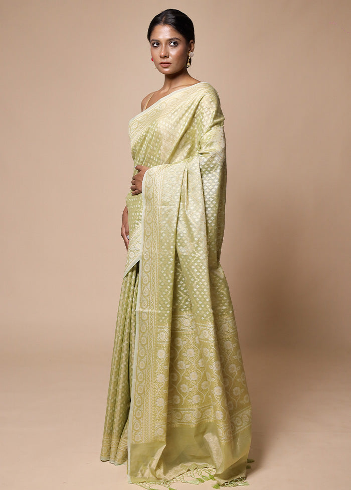 Green Tissue Silk Saree With Blouse Piece