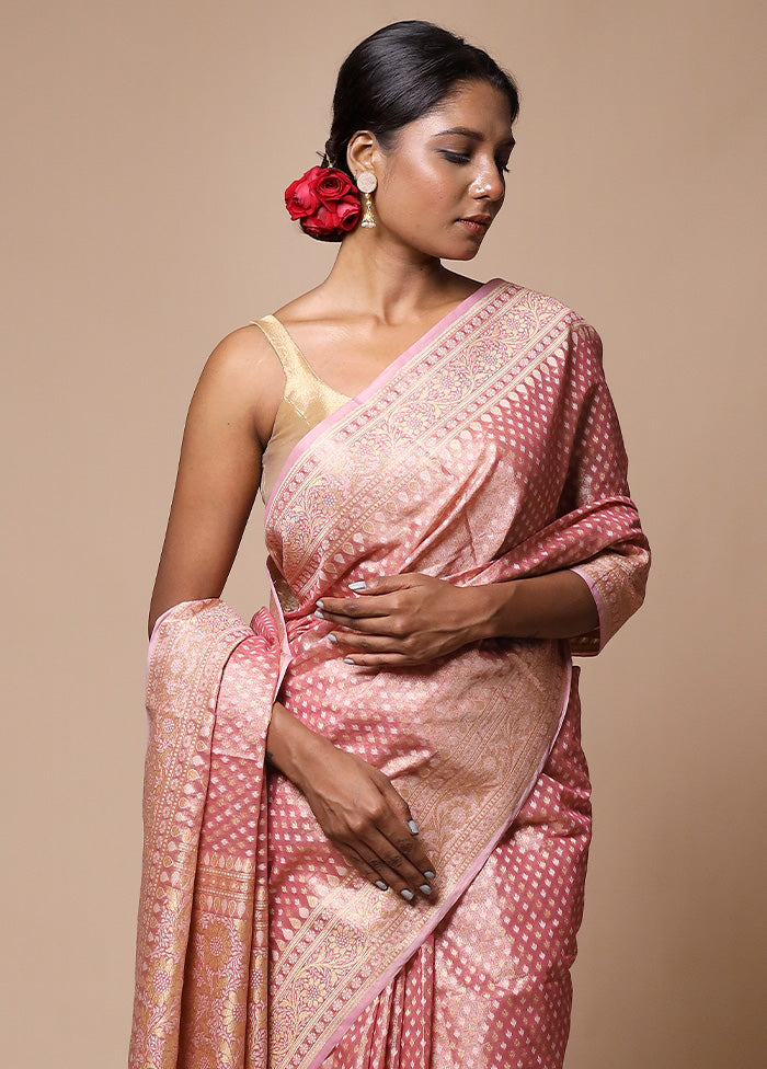 Pink Tissue Silk Saree With Blouse Piece