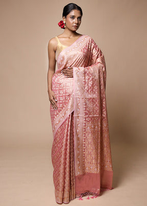 Pink Tissue Silk Saree With Blouse Piece