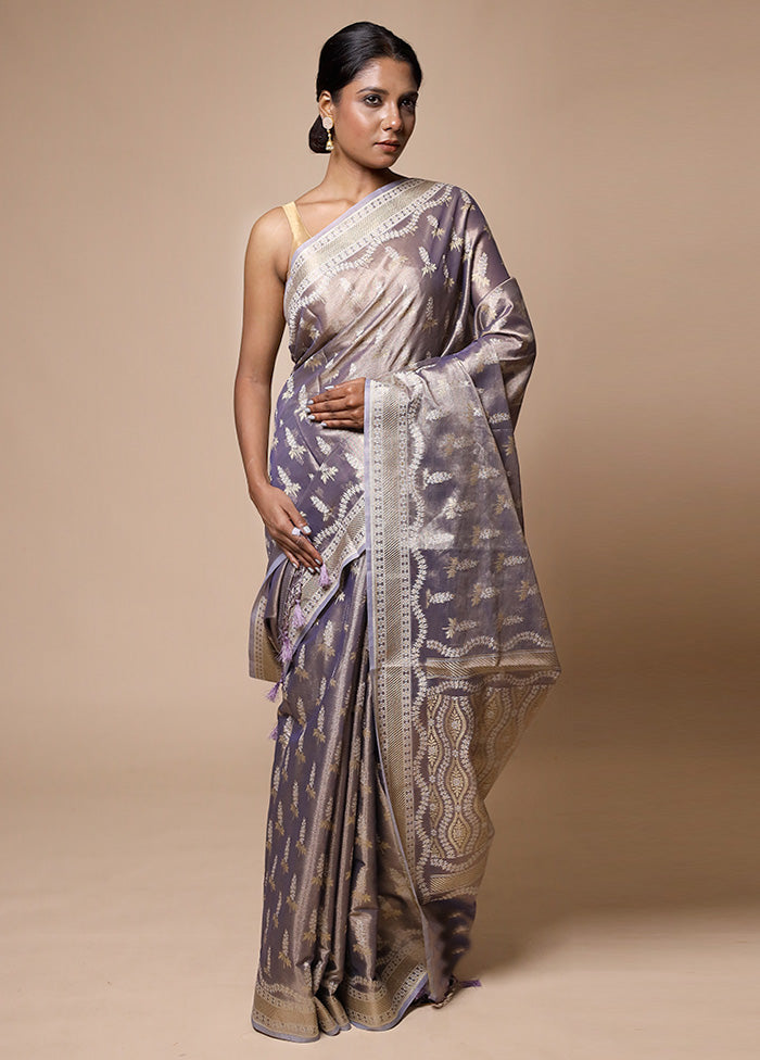 Lavender Tissue Silk Saree With Blouse Piece