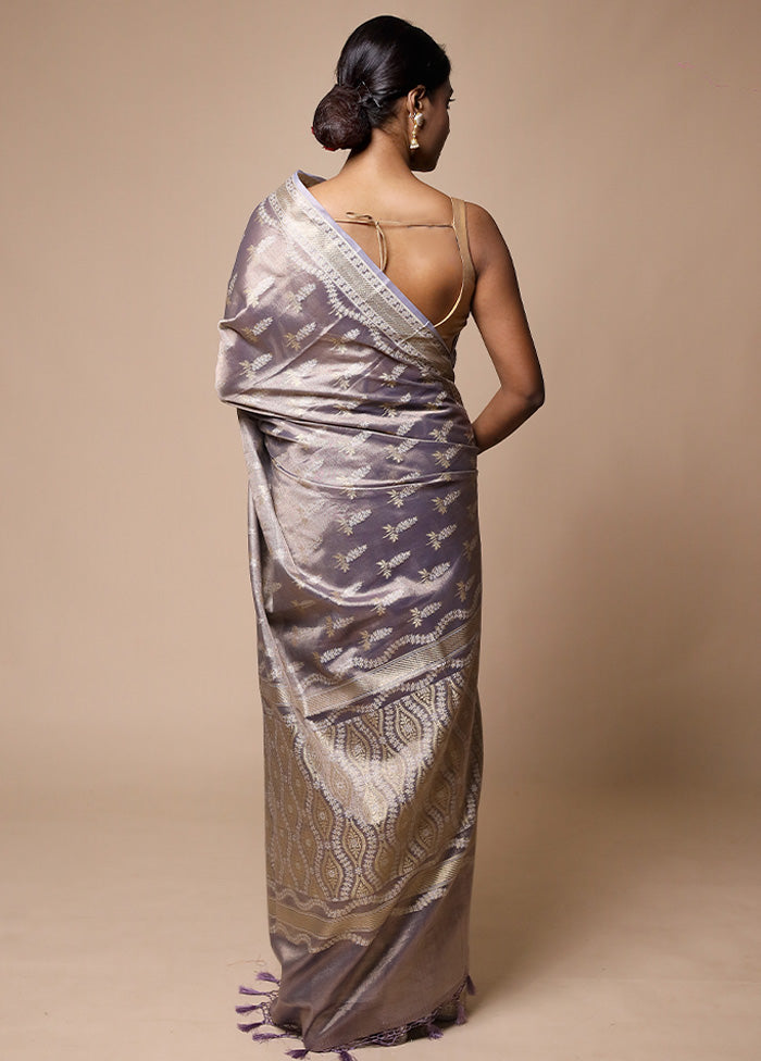 Lavender Tissue Silk Saree With Blouse Piece