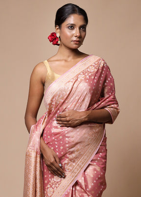 Pink Tissue Silk Saree With Blouse Piece