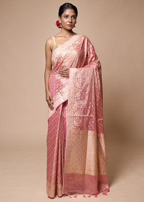 Pink Tissue Silk Saree With Blouse Piece