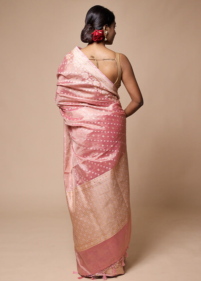 Pink Tissue Silk Saree With Blouse Piece