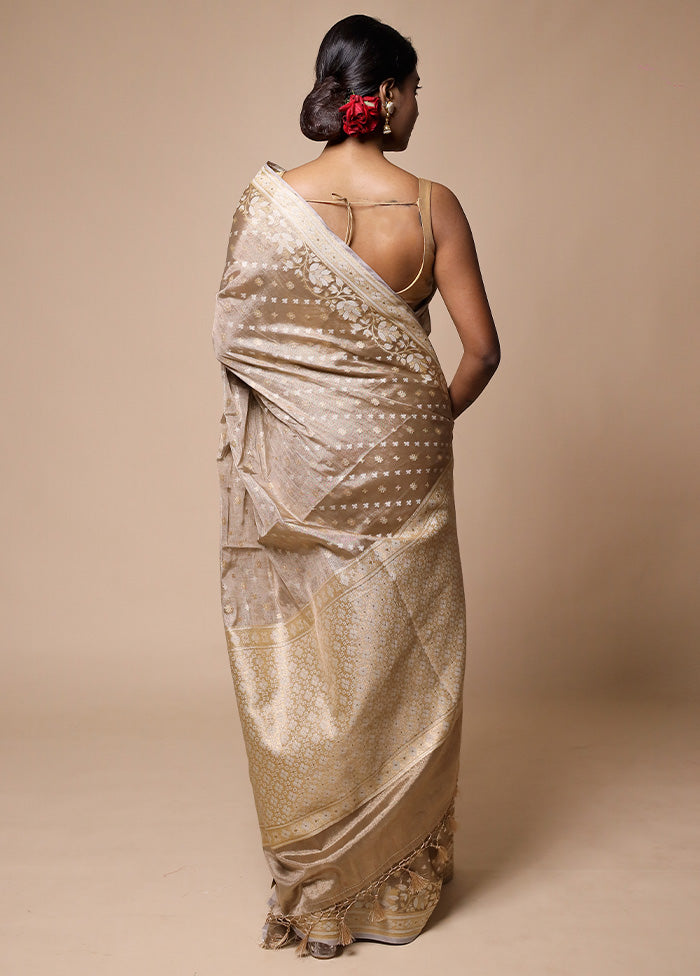 Cream Tissue Silk Saree With Blouse Piece