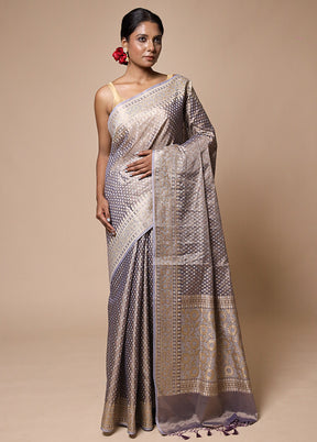 Lavender Tissue Silk Saree With Blouse Piece