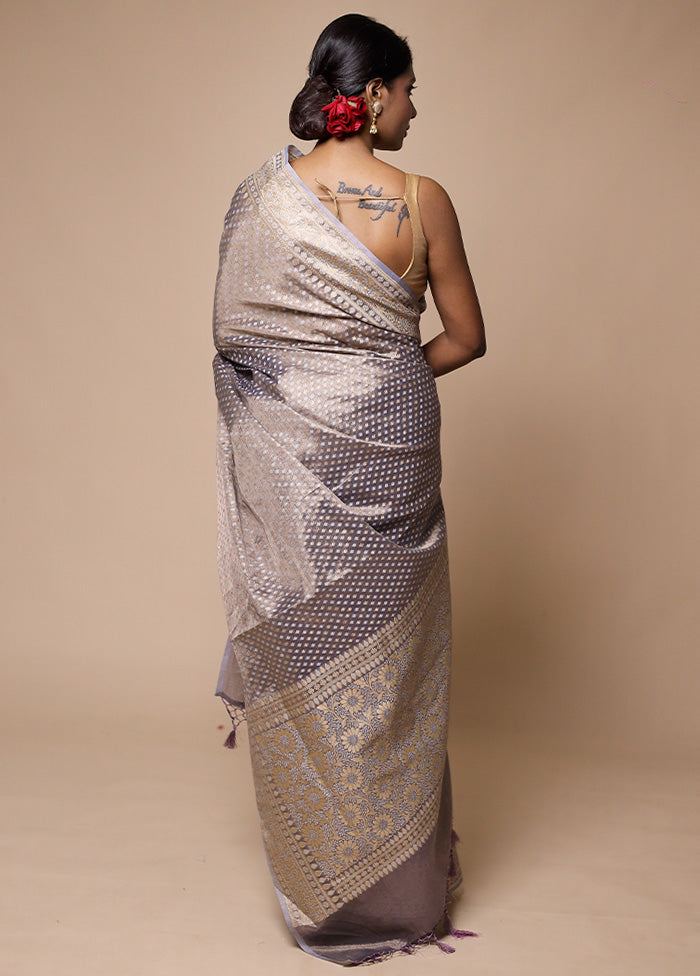 Lavender Tissue Silk Saree With Blouse Piece