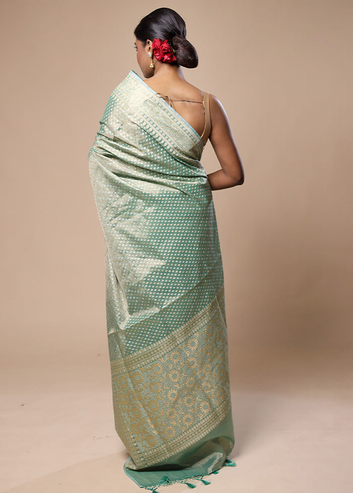 Green Tissue Silk Saree With Blouse Piece