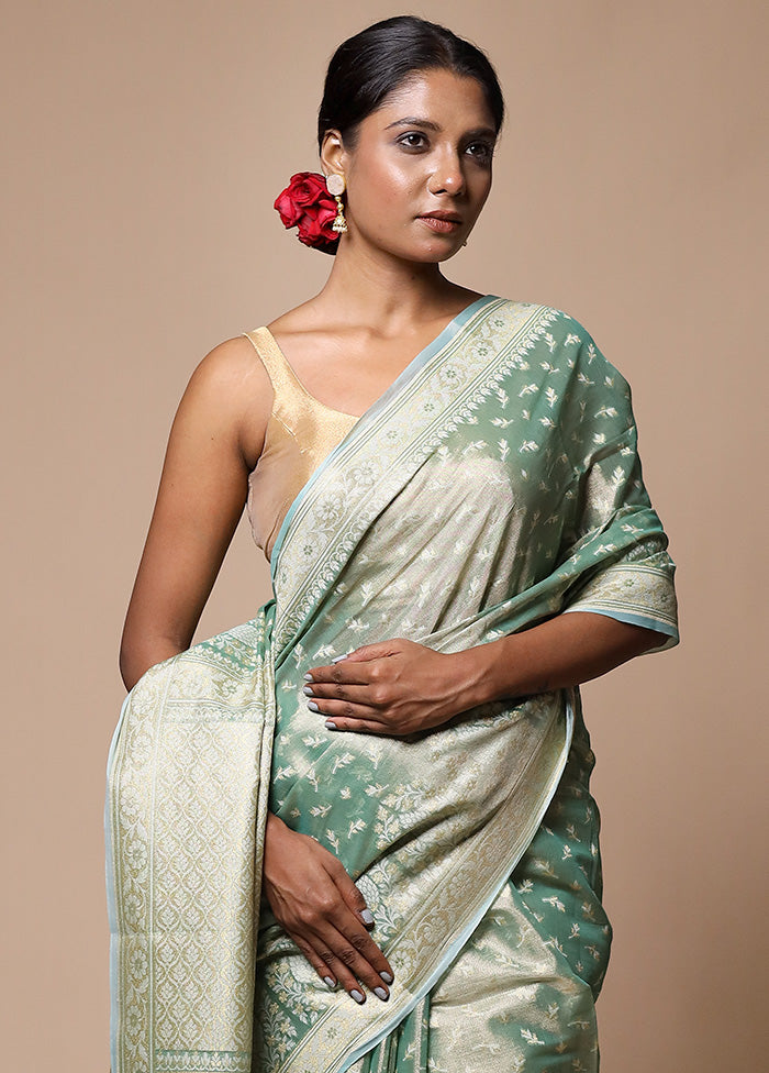 Green Tissue Silk Saree With Blouse Piece