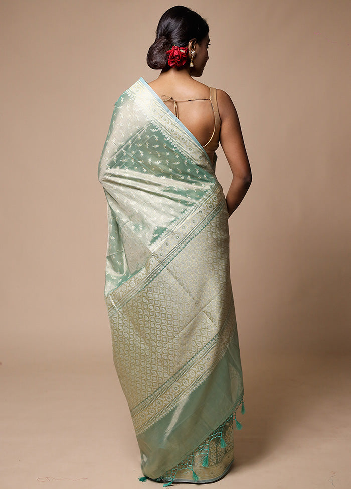 Green Tissue Silk Saree With Blouse Piece